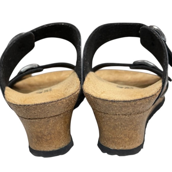 Birkenstock Papillio Dorothy Wedge Sandals 10-10.5 Black Birko Flor Comfort Shoe - Picture 9 of 14